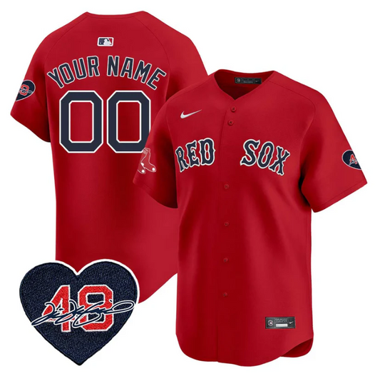 Custom Boston Red Sox Jersey Tim Wakefield Limited Memorial Patch Stitched Red