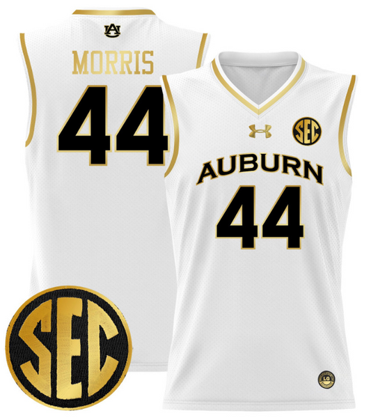 Chris Morris Jersey #44 Auburn Tigers 2024 Lightweight Basketball White Gold