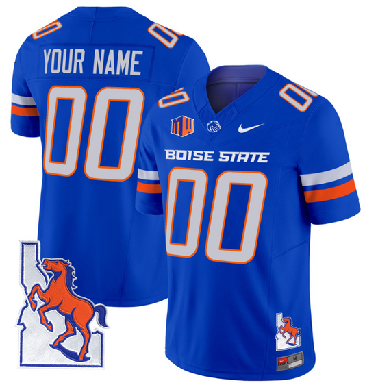 Custom Boise State Broncos Jersey Name, Number Map Patch Vapor Football Royal