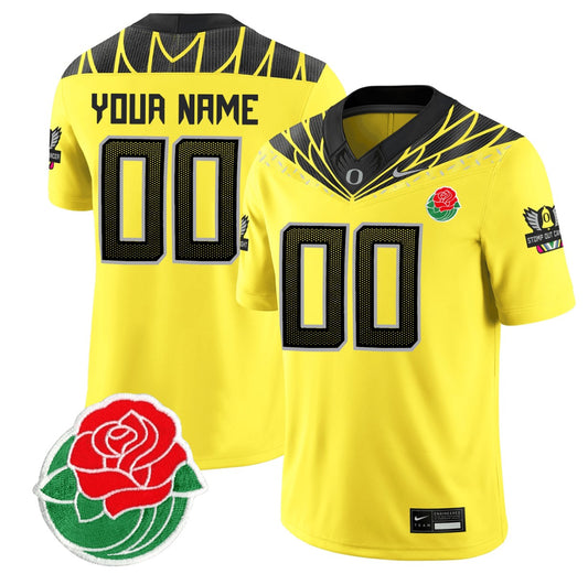 Custom Oregon Ducks Jersey Rose Bowl Patch Vapor Football Stitched Yellow