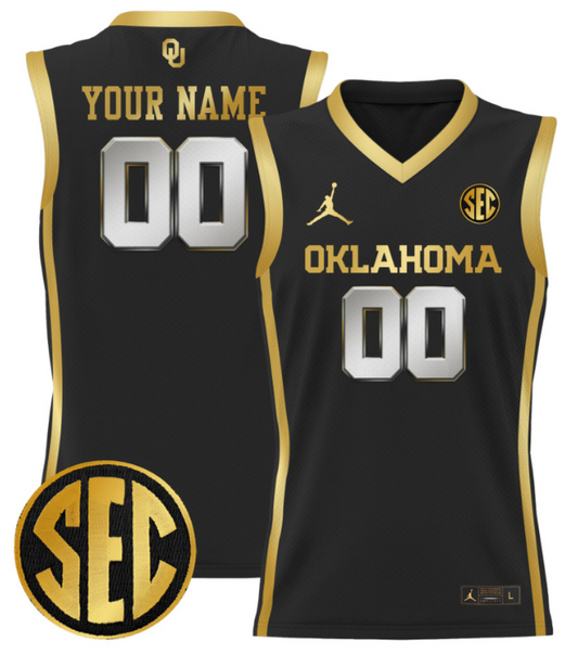 Custom Oklahoma Sooners Jersey 2024 Lightweight Basketball Stitched Black Gold