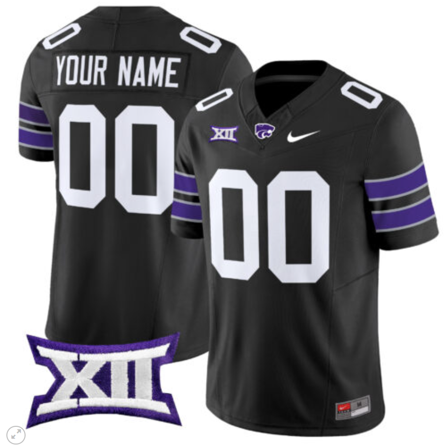 Custom Kansas State Wildcats Jersey Name and Number Vapor Limited Football Black