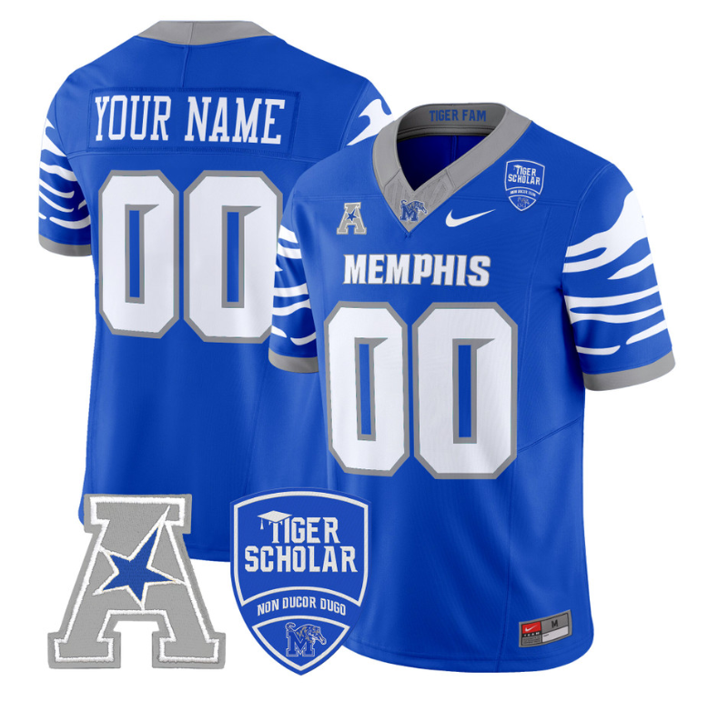 Custom Memphis Tigers Jersey 2024 Vapor Limited Football Stitched Royal
