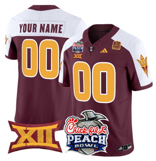 Custom Arizona State Sun Devils Jersey 2025 Peach Bowl Patch Maroon Alternate