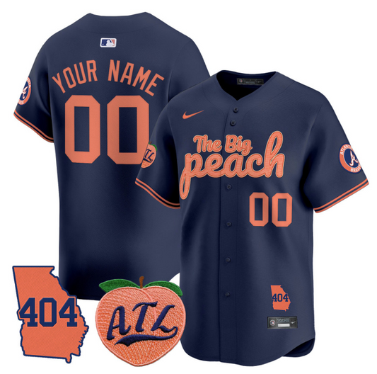 Custom Atlanta Braves Jersey 404 & The Big Peach Vapor Premier Limited Stitched White