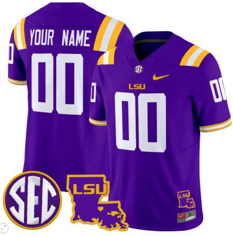 Custom LSU Tigers Jersey Name and Number 2024 Louisiana Patch Vapor Limited College Football Stitched Purple