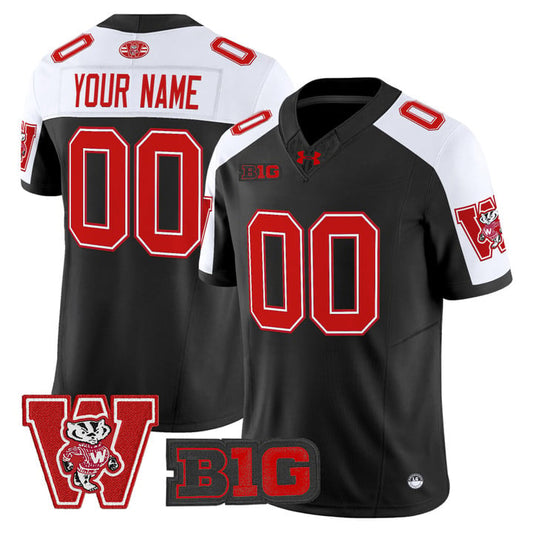 Custom Wisconsin Badgers Jersey Name, Number Throwback Stitched Black Alter