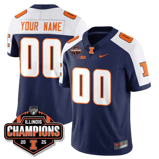 Custom Illinois Fighting Illini Jersey 2025 Music City Bowl Champions Stitched