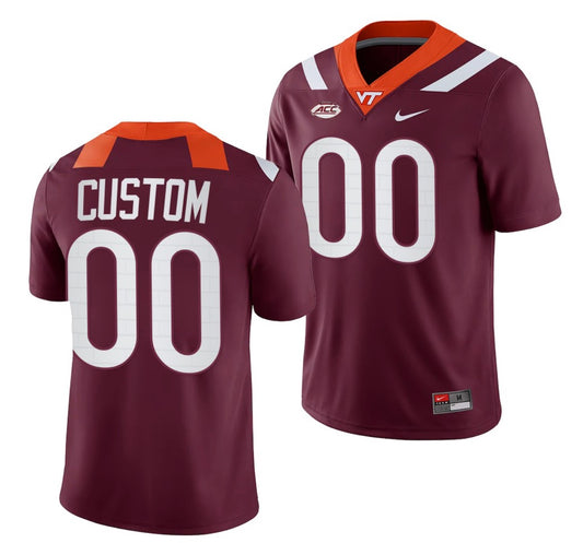 Custom Virginia Tech Hokies Jersey Name and Number NCAA College Football Replica Maroon