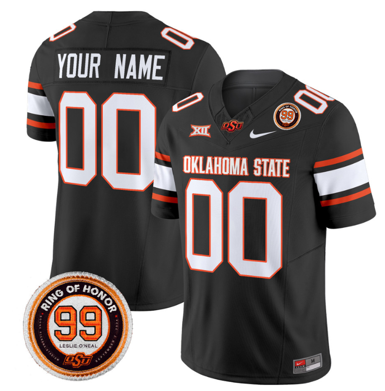 Custom Oklahoma State Cowboys Jersey Name and Number Leslie O'neal Patch Vapor Limited College Football Stitched Black
