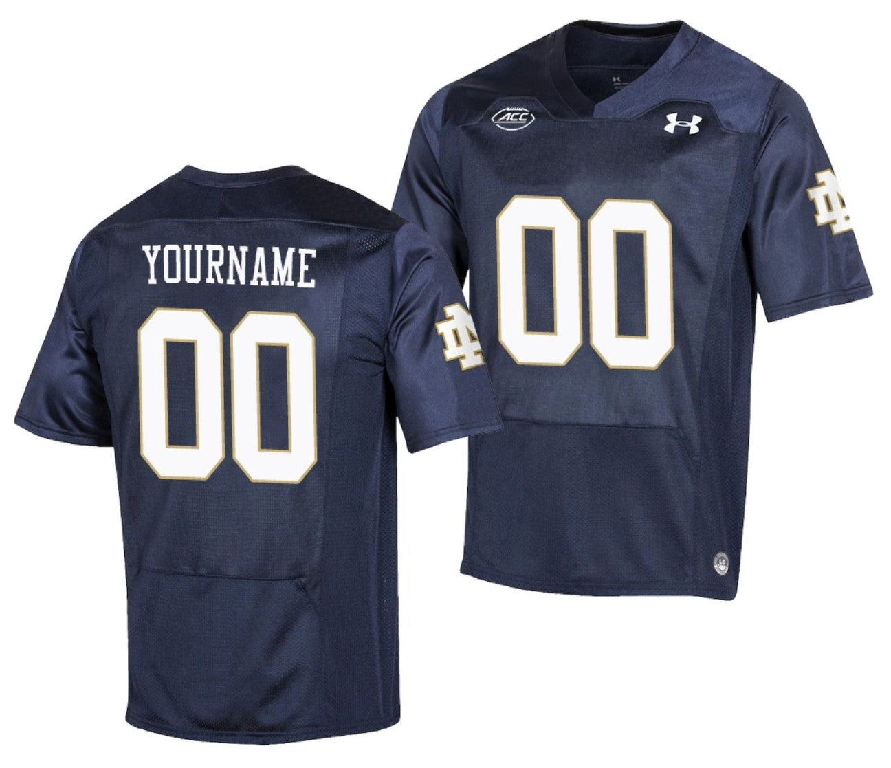 Custom Notre Dame Fighting Irish Jersey Name and Number NCAA College Football ACC Patch Navy