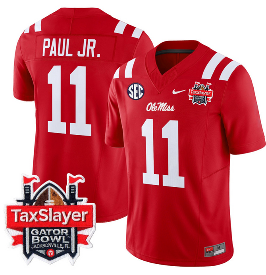 Chris Paul Jr Jersey #11 Ole Miss Rebels 2024 Gator Bowl V2 Red