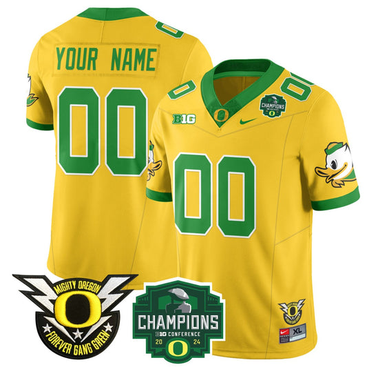 Custom Oregon Ducks Jersey Name, Number 2024 Big Ten Champions Stitched Yellow