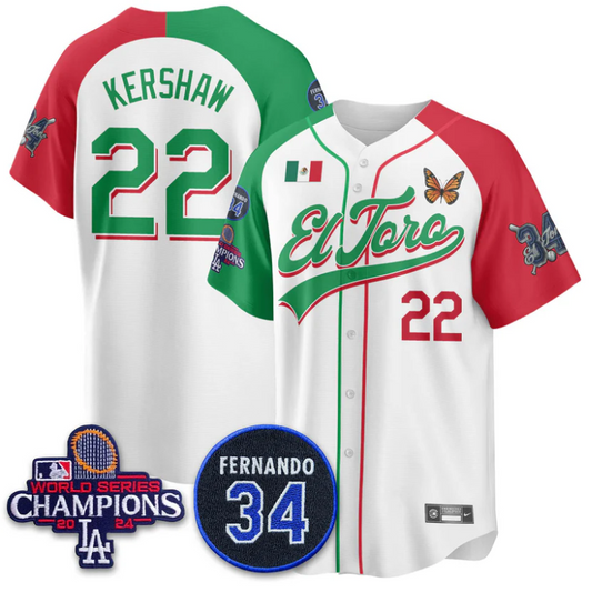 Clayton Kershaw Jersey #22 Dodgers Mexican El Toro For 34 Stitched Alternate