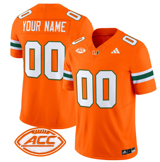 Custom Miami Hurricanes Jersey Name and Number Vapor Football Stitched Orange