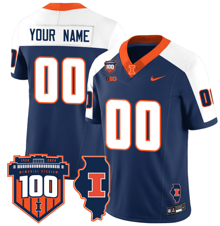 Custom Illinois Fighting Jersey Name and Number Vapor Limited College Football Stitched Navy Alternate