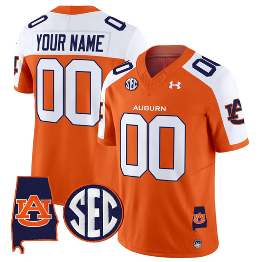 Custom Auburn Tigers Jersey Name, Number 2025 Alabama Patch Stitched Orange Alter
