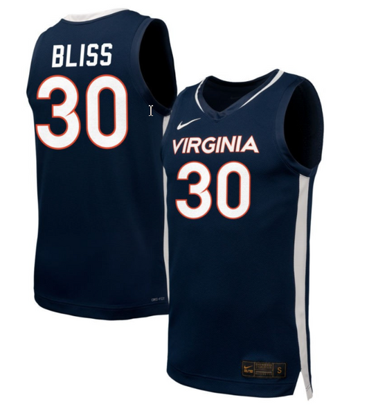 Christian Bliss Jersey #30 Virginia Cavaliers NIL Basketball Navy