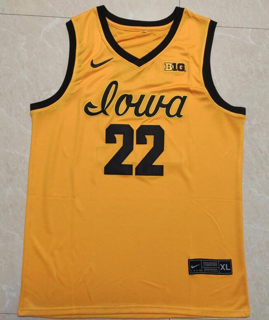 Caitlin Clark Jersey #22 Iowa Hawkeyes College Basketball Stitched Yellow 3