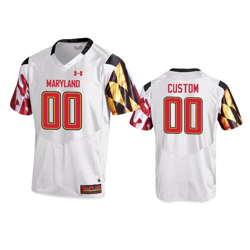 Custom Maryland Terrapins Jersey Name and Number NCAA College Football White