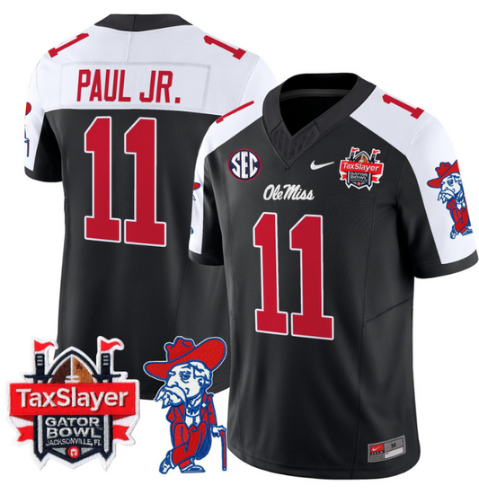 Chris Paul Jr Jersey #11 Ole Miss Rebels 2024 Gator Bowl V2 Black Alternate
