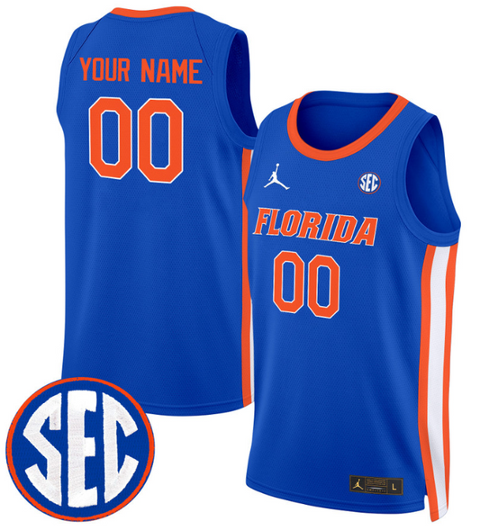 Custom Florida Gators Jersey Name, Number 2024 Swingman Basketball White Gold