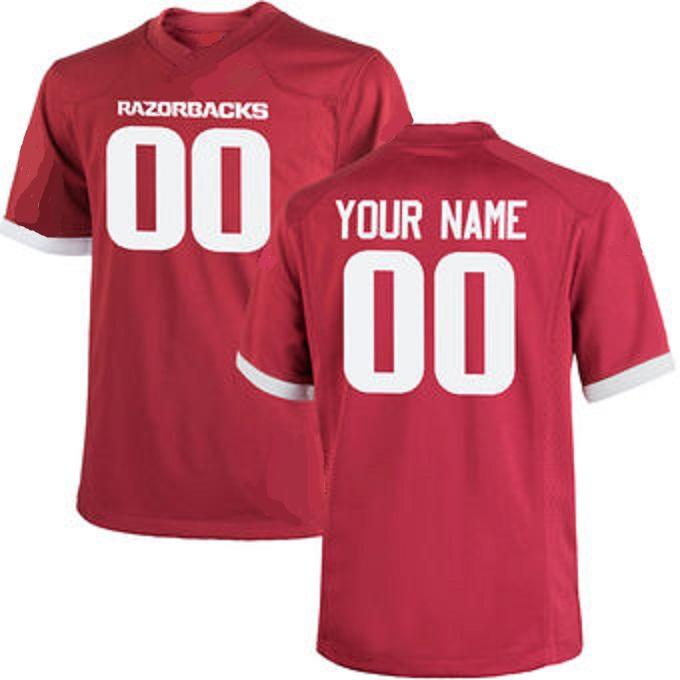 Custom Arkansas Razorbacks Jersey Name and Number NCAA College Football Red Style 2