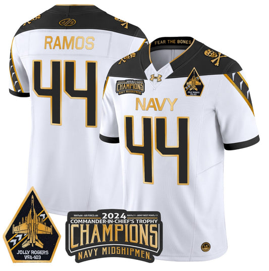 Colin Ramos Jersey #44 Navy Midshipmen Commander-in-chief's Trophy White Gold