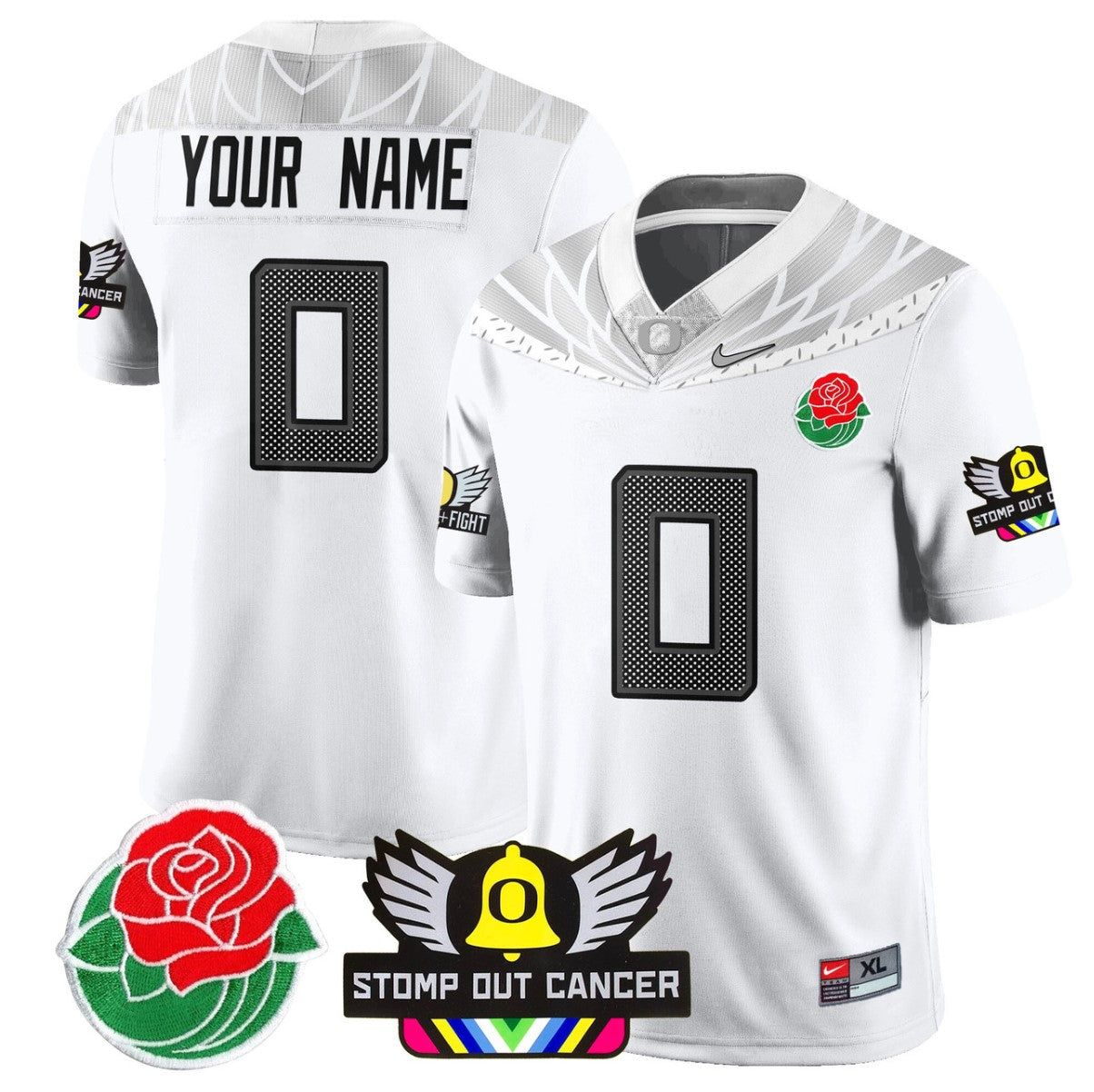 Custom Oregon Ducks Jersey 2024 Rose Bowl Patch Football Stitched White