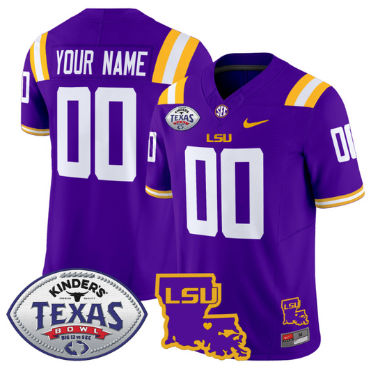 Custom LSU Tigers Jersey 2024 Texas Bowl Patch Football Stitched Purple
