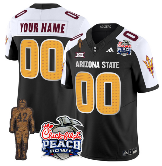 Custom Sun Devils Pat Tillman Jersey Arizona State Peach Bowl V2 Black Alternate
