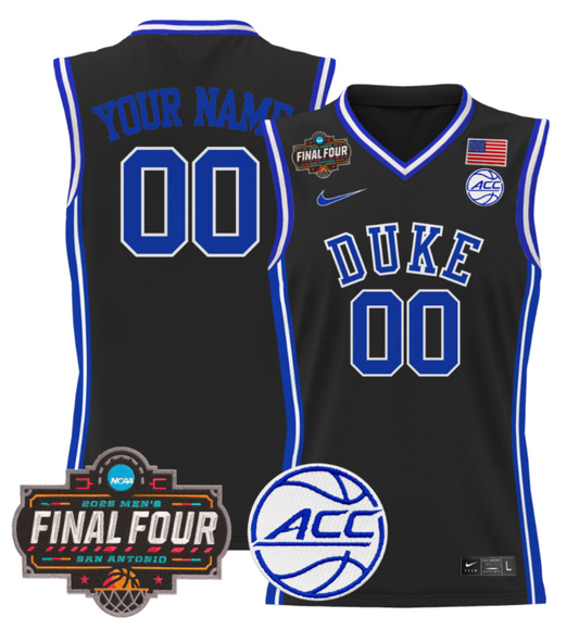 Custom Duke Blue Devils Jersey 2025 Final Four Patch Basketball Stitched Black
