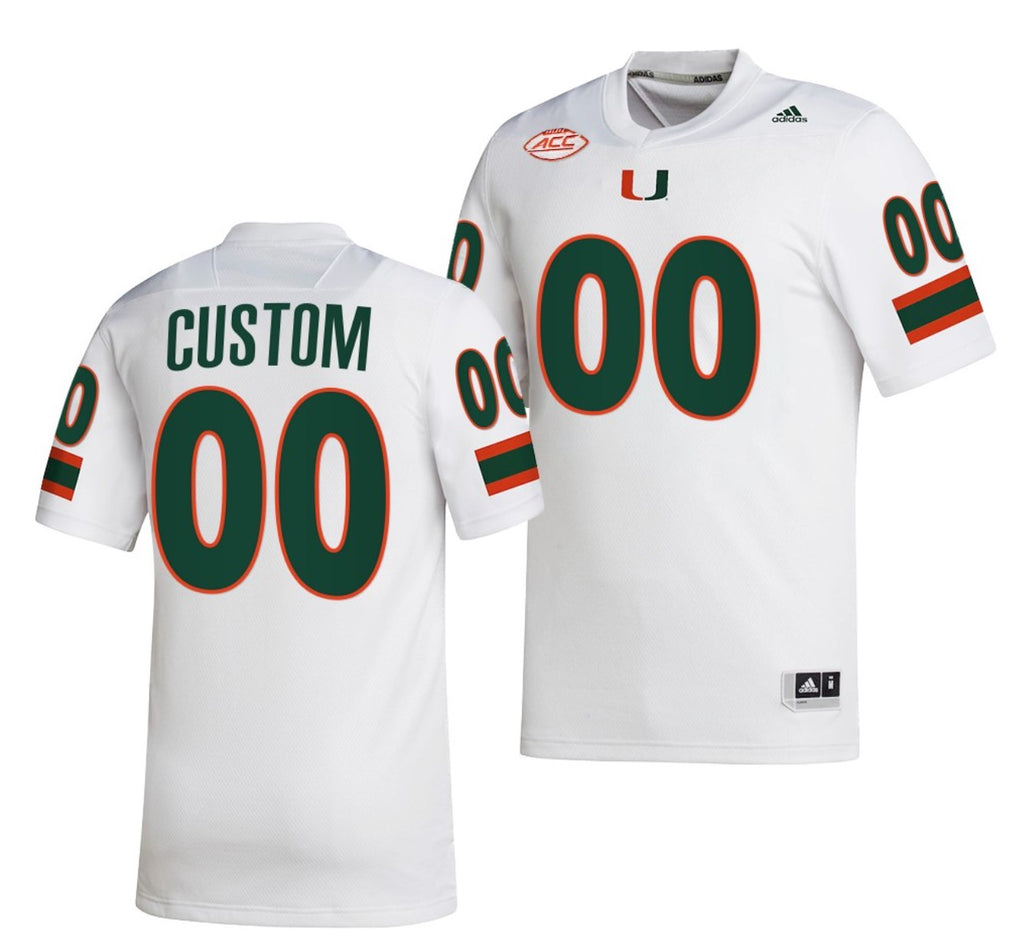 Custom Miami Hurricanes Jersey Name and Number NCAA College Football ACC White