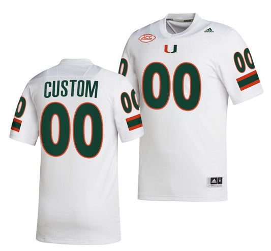 Custom Miami Hurricanes Jersey Name and Number NCAA College Football ACC White