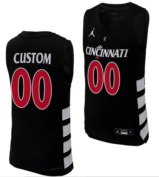 Custom Cincinnati Bearcats Jersey Name and Number Black Basketball Unisex Replica