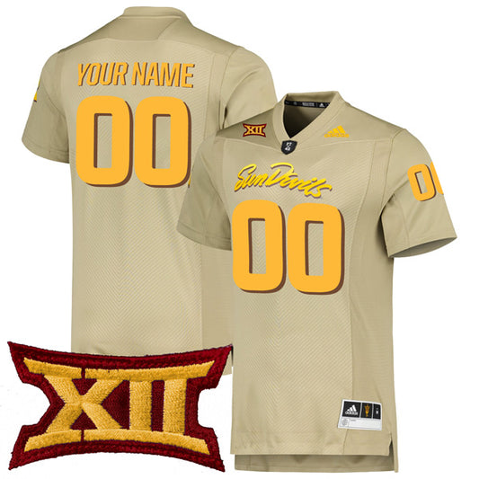 Custom Arizona State Sun Devils Jersey Name and Number College Football Tan Premier – All Stitched