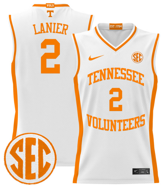 Chaz Lanier Jersey #2 Tennessee Vols 2024 Lightweight Basketball White