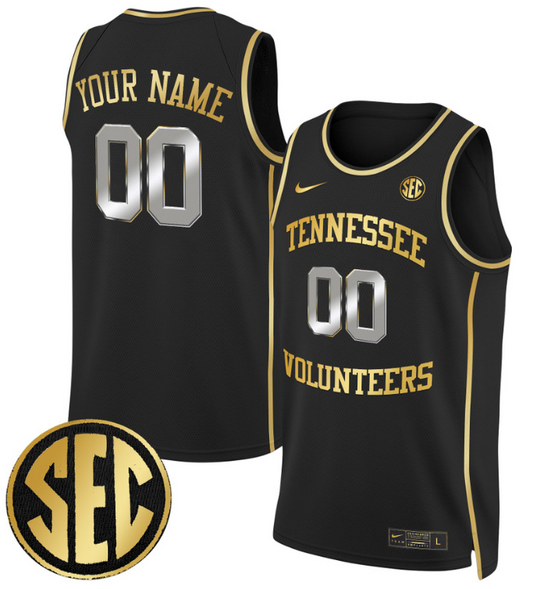 Custom Tennessee Vols Jersey Name, Number 2024 Swingman Basketball Black Gold