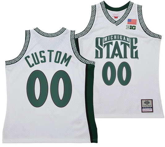 Custom Michigan State Spartans Jersey Name and Number 125th Basketball Anniversary 1999 Throwback White