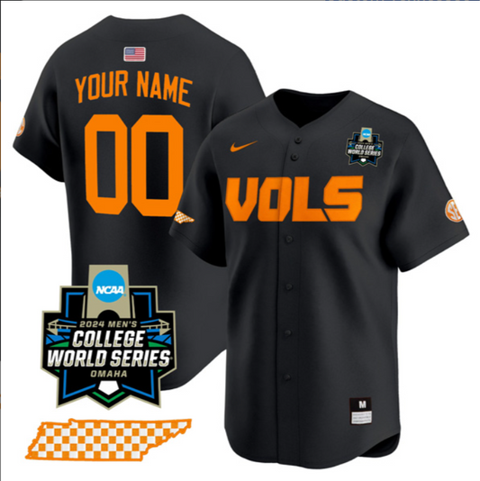 Custom Tennessee Volunteers College Baseball World Series Jersey – Black
