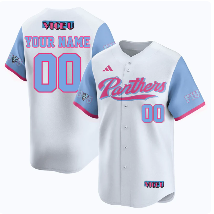 Custom FIU Baseball Jersey Name, Number 2025 Vice U All Stitched White