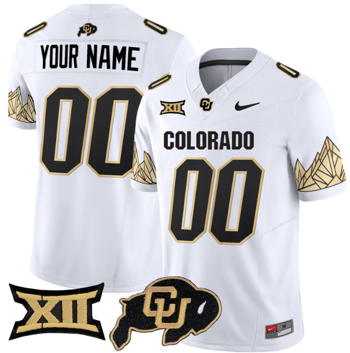 Custom Colorado Buffaloes Jersey Name, Number Vapor Big 12 XII Patch White