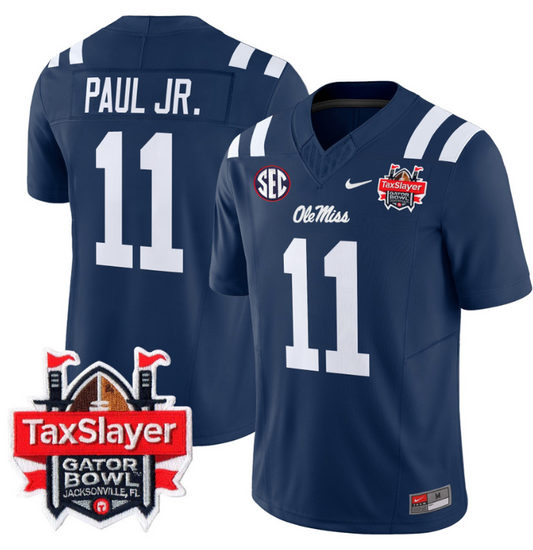 Chris Paul Jr Jersey #11 Ole Miss Rebels 2024 Gator Bowl V2 Navy