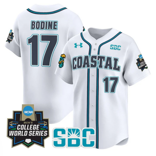 Caden Bodine Jersey #17 Coastal Carolina Chanticleers 2025 World Series White