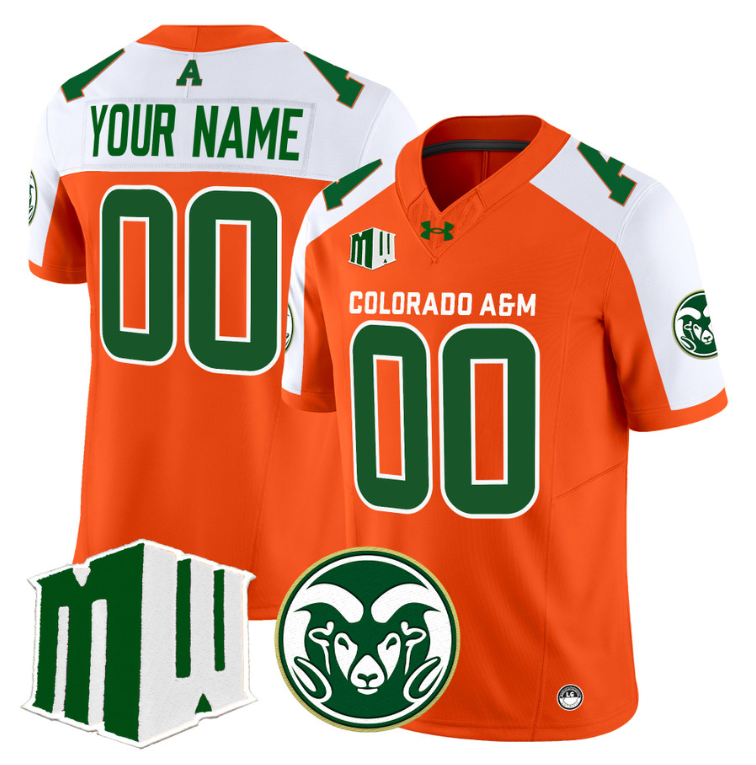 Custom Colorado State Rams Jersey 2024 Vapor Limited Stitched Orange Alternate