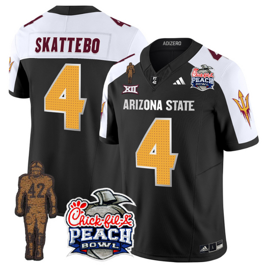 Cam Skattebo Jersey #4 Arizona State Peach Bowl Patch Football V2 Black Alternate