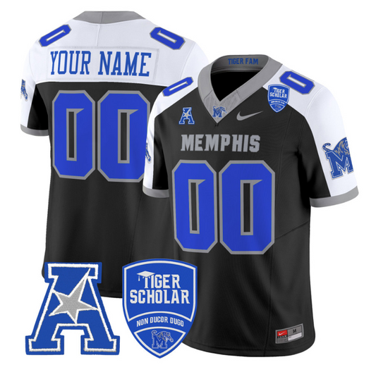 Custom Memphis Tigers Jersey 2024 Vapor Limited Football Stitched Black Alternate