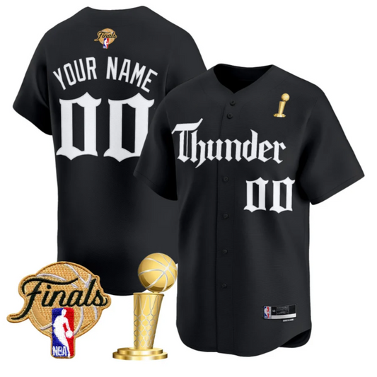 Custom Oklahoma City Thunder Jersey Gothic Storm 2025 Champions Stitched Black