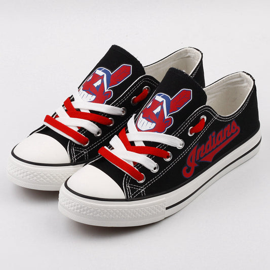 Cleveland Indians Limited Print MLB Baseball Fans Low Top Canvas Shoes Sport Sneakers T-DJ140H