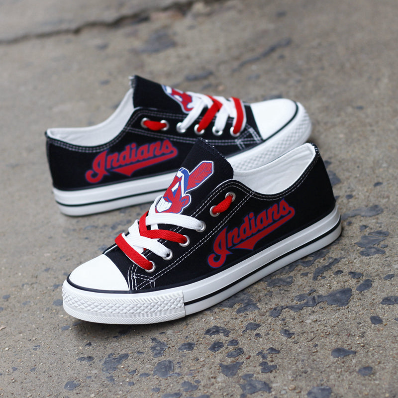 Cleveland Indians Limited Print MLB Baseball Fans Low Top Canvas Shoes Sport Sneakers T-DJ140H